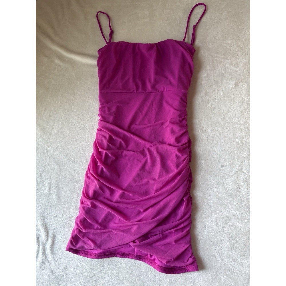 Lucy In The Sky Level Up Ruched Mini Dress Womens Small Pink Party Glam Travel